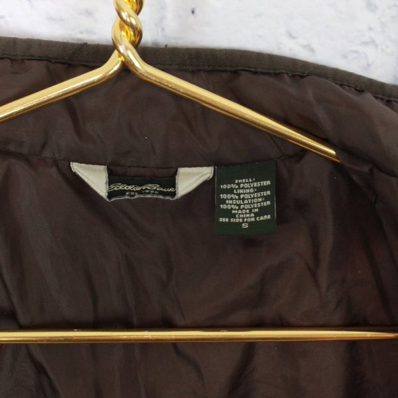 Eddie Bauer Brown Quilted Barn Style Mock Neck Jacket Coat Size S - Picture 5 of 8